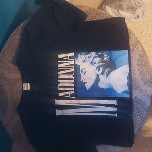 Madonna concert cropped black tee size medium M